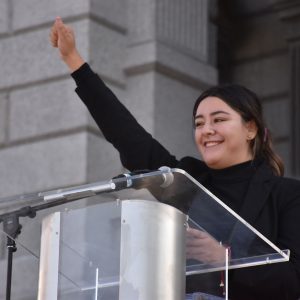 Our Youth of COLOR Fellow, Jennifer Arreola, speaking at the Womxn’s March Denver on the steps of the Colorado State Capitol.